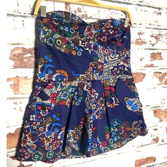 Anthropologie FEI Primula Printed Strapless Cotton Corset Peplum Blouse - Picture 3 of 8